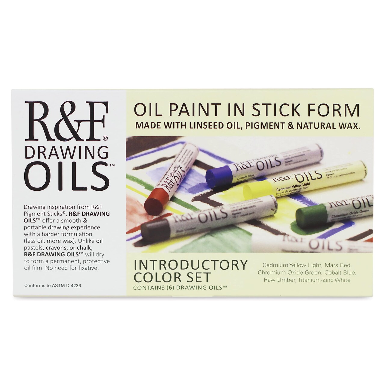 R&F Drawing Oil Sticks - Set of 6, Introduction Colors, 12 ml